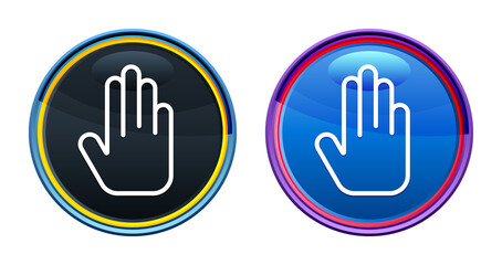 Stop hand icon artistic glassy round buton set illustration