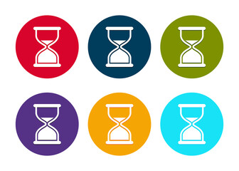 Timer sand hourglass icon modern flat round button set illustration