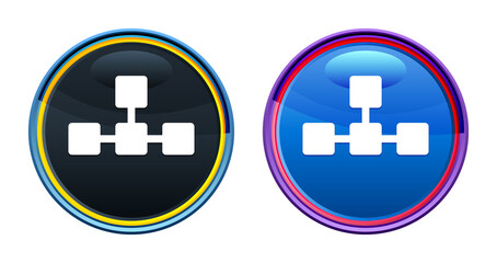 Fototapeta premium Network connections icon artistic glassy round buton set illustration