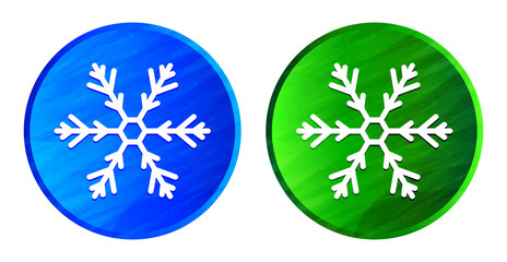 Snowflake icon grunge texture round button set illustration