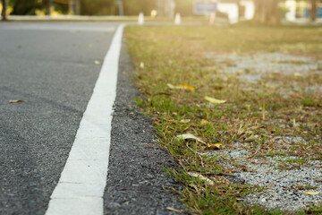 Obraz premium The side corner of the paved road in the park