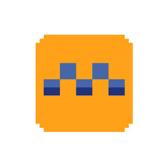 Obraz premium Taxi sign pixel art icon. Service app. 8-bit. Isolated abstract vector illustration.