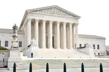 Entrance to United States Supreme Court Building in Washington DC