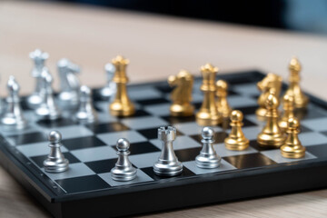 Businessmen against chess and business battles