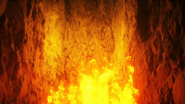 Hell gates. hell fire. Devil portal. Sinner. Religious concept. 3d rendering.