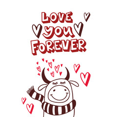 Fototapeta premium Lovely card for Valentines Day. Love you forever. Vector illustration