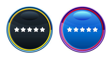 Five stars rating icon artistic glassy round buton set illustration