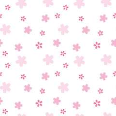 小さい桜の花　背景素材　ピンク　シームレスパターン