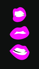 Sexy Female Lips with Matt Red Lipstick and quote. Flat Style Vector Fashion Illustration Woman Mouth and text. Gestures Collection Expressing Different Emotions