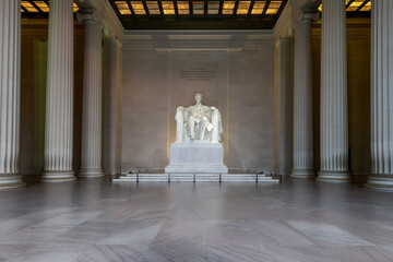 The Lincoln Memorial indoors on the National Mall in Washington DC	