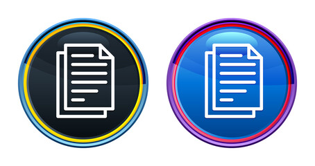 Document pages icon artistic glassy round buton set illustration