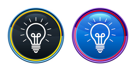Lightbulb icon artistic glassy round buton set illustration