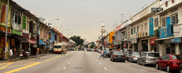 Fototapeta na wymiar Gelang Road Singapore. Busy bustling street. 