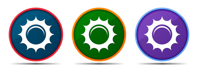 Sun icon silky smart flat round buton set illustration