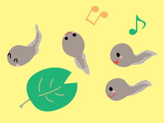 楽しそうに歌うオタマジャクシのイラスト