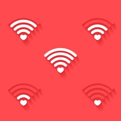 Set of wifi with love. Wifi signal icon with heart. Heart signal. Love connection. Illustration vector