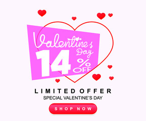 cute hearts for valentine's day promotion banner vector illustration