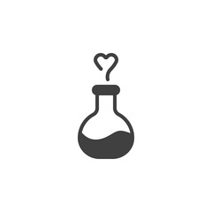 Love potion vector icon. filled flat sign for mobile concept and web design. Love elixir with heart glyph icon. Symbol, logo illustration. Vector graphics