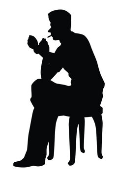 recommend clip art: Military officer sits on chair silhouette vector, military man in the battle.