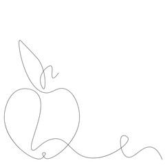 Apple icons on white background one line drawing, vector illustration