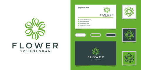 luxury flower logo for beauty, cosmetics, yoga and spa. logo design and business card