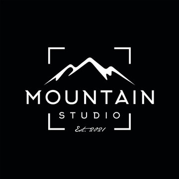 mountain studio logo design vector