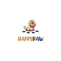 Vector Logo Illustration Dog smile Mascot Cartoon Style.