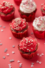 Cupcake with cream and sprinkles sugar