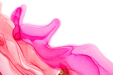 Transparent abstract pink ink artwork on white background