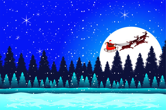 Merry christmas with santa must ride a sleigh vector illustration