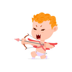 Cartoon character funny cupid, illustration for Valentine's Day.