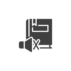 Audio book mute vector icon. filled flat sign for mobile concept and web design. Audio book volume silent glyph icon. Symbol, logo illustration. Vector graphics