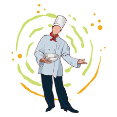 hand drawing of female chef