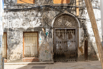 Fototapeta na wymiar Old traditional doors. Stone Town, Zanzibar, Tanzania.