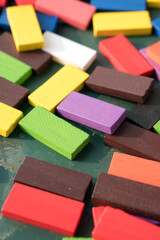 Colored wooden dominoes