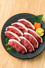 合鴨むね肉スライスの皿盛　Duck breast meat slice