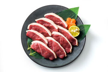 合鴨むね肉スライスの皿盛　Duck breast meat slice