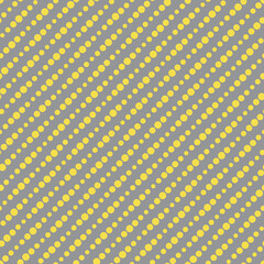 Illuminating yellow and ultimate gray seamless diagonal striped pattern, vector illustration. Seamless pattern with yellow lines of dots on gray. Dotted stripes geometric background