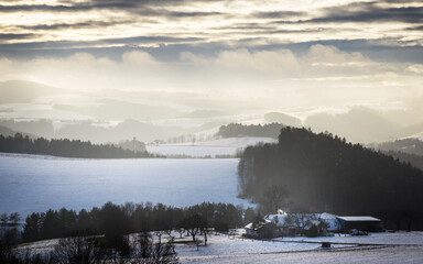 landscape with snow in winter lower austria