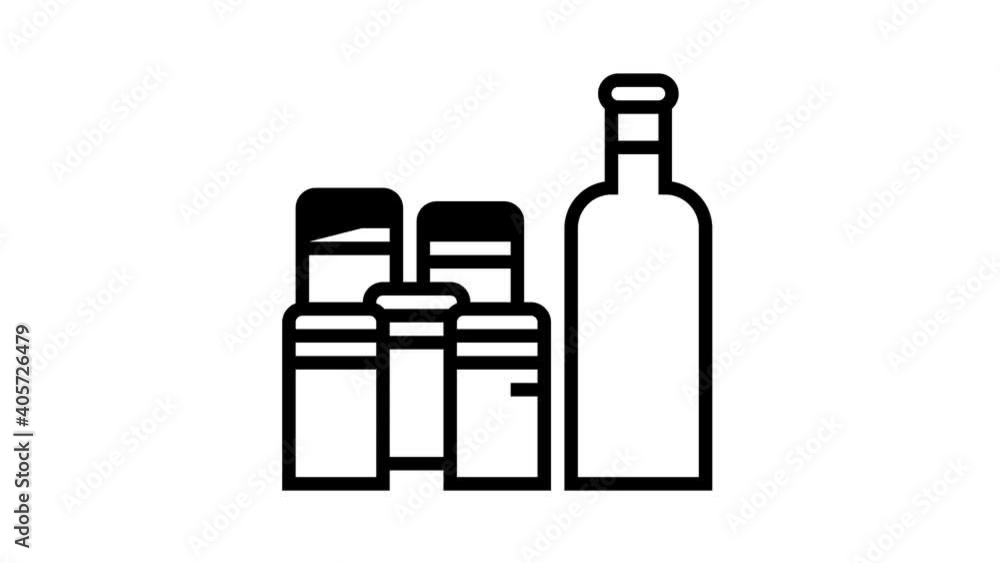 Poster spice containers animated black icon. spice containers sign. isolated on white background