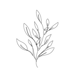 Flower One Line Drawing. Continuous Line of Simple Flower llustration. Abstract Contemporary Botanical Design Template for Minimalist Covers, t-Shirt Print, Postcard, Banner etc. Vector EPS 10.