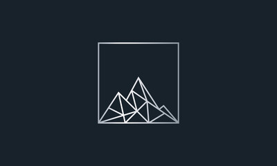 Creative Vector Illustration Logo Design. Line Mountain Silver Concept.