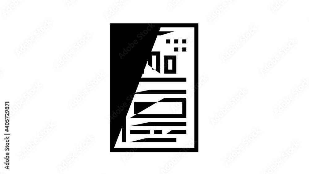 Poster financial report document with chart animated black icon. financial report document with chart sign.