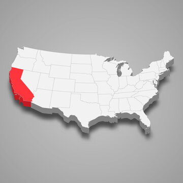 California State Location Within United States 3d Map