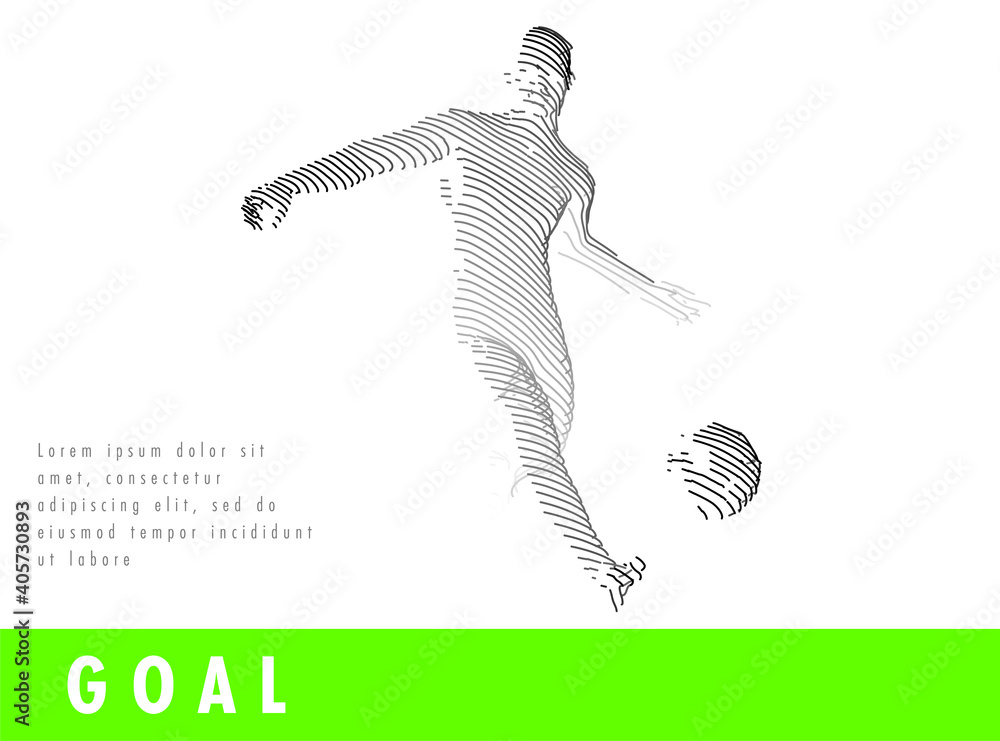 Wall mural football concept. vector drawn by lines. soccer art. .