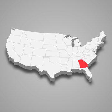 Georgia State Location Within United States 3d Map