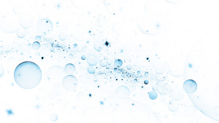 Abstract chaotic blue drops on white background. Digital fractal art. 3d rendering.