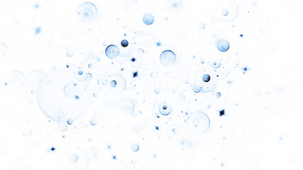 Fototapeta na wymiar Abstract chaotic blue drops on white background. Digital fractal art. 3d rendering.