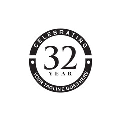 32nd year celebrating anniversary logo design