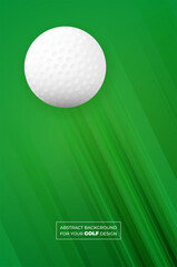 Abstract green background with stripes and golf ball